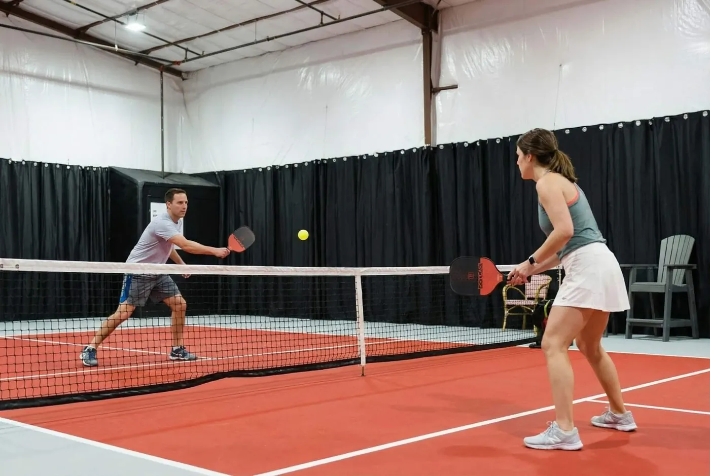 The private indoor pickleball court ready for play